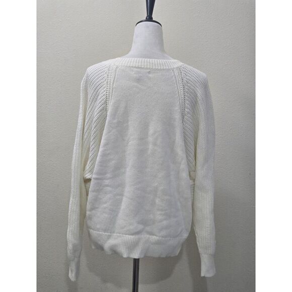 Simply Vera Vera Wang Mixed Stitch Dolman Sweater White Pullover Crewneck Size L - Picture 4 of 9